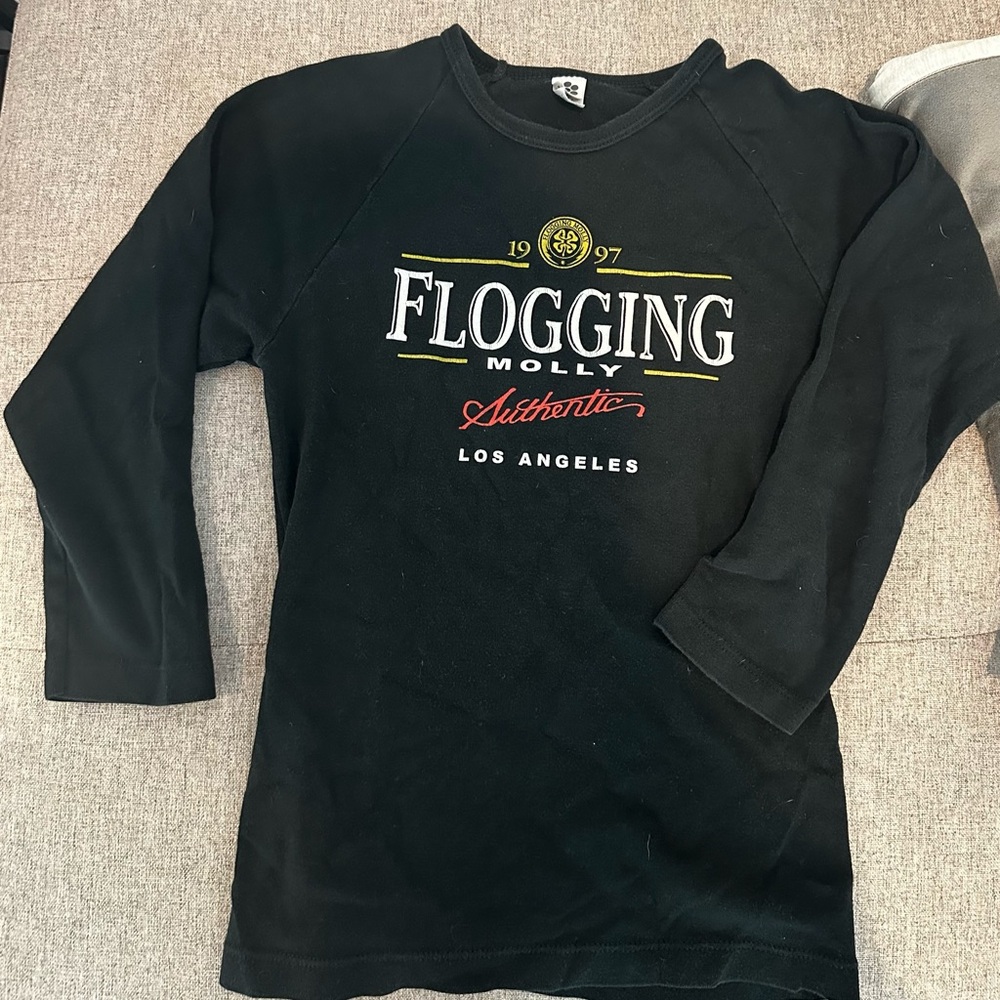 Black 3/4 sleeve Flogging Molly shirt